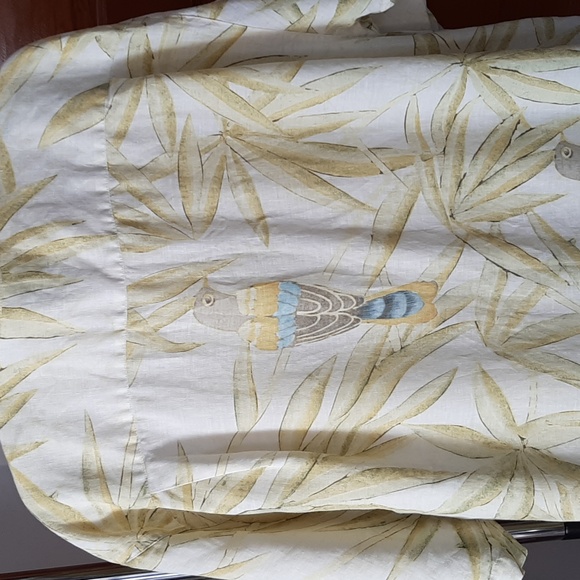 Peaceful Parrot 100% Linen Button-Down Shirt Large - Picture 1 of 7